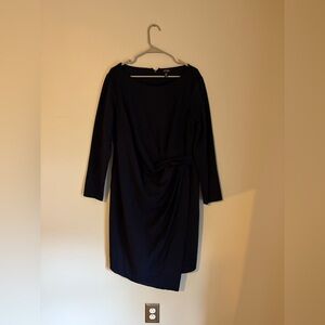 Black 3/4 Sleeve Cinch Waist Dress